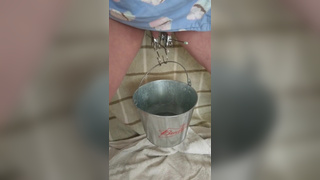 BDSM Pussy Labia Stretching Weight Torture Pissing in a Bucket Clamped Lips Urethral Play 1080p